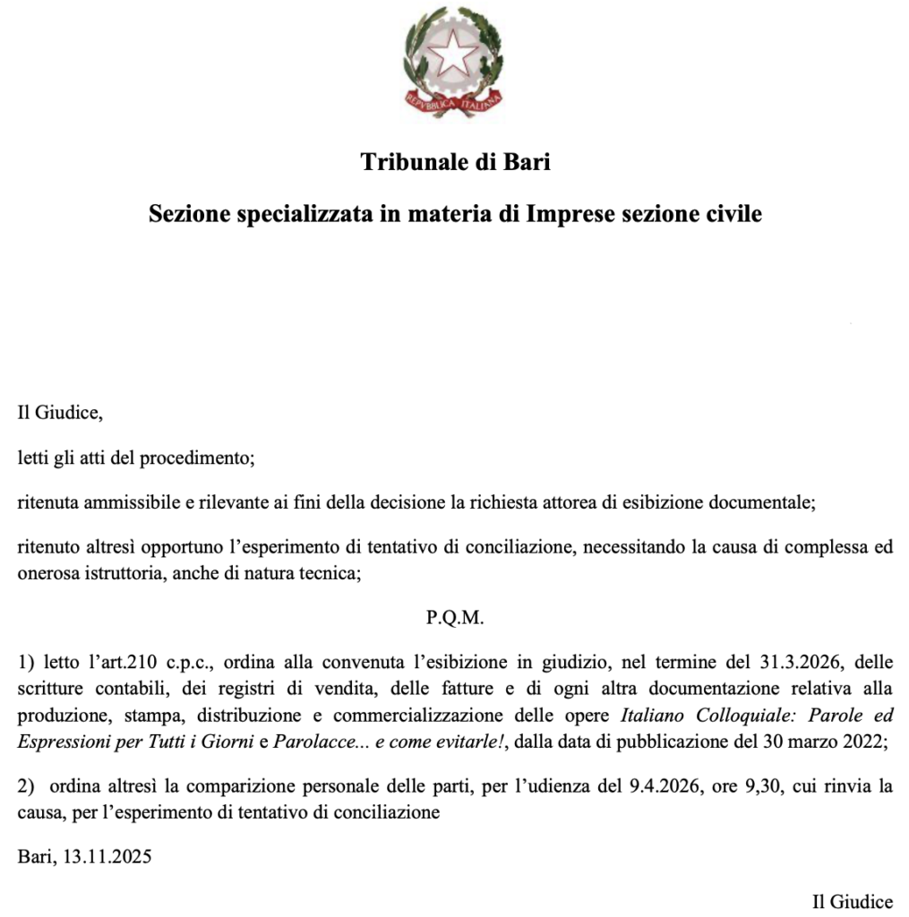 Ordine di Esibizione